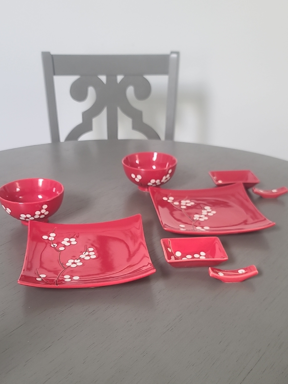 World Market Cherry Blosoom Red Floral Sushi Set